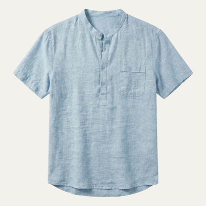 Men's Cotton Linen Henley Shirt Lightweight