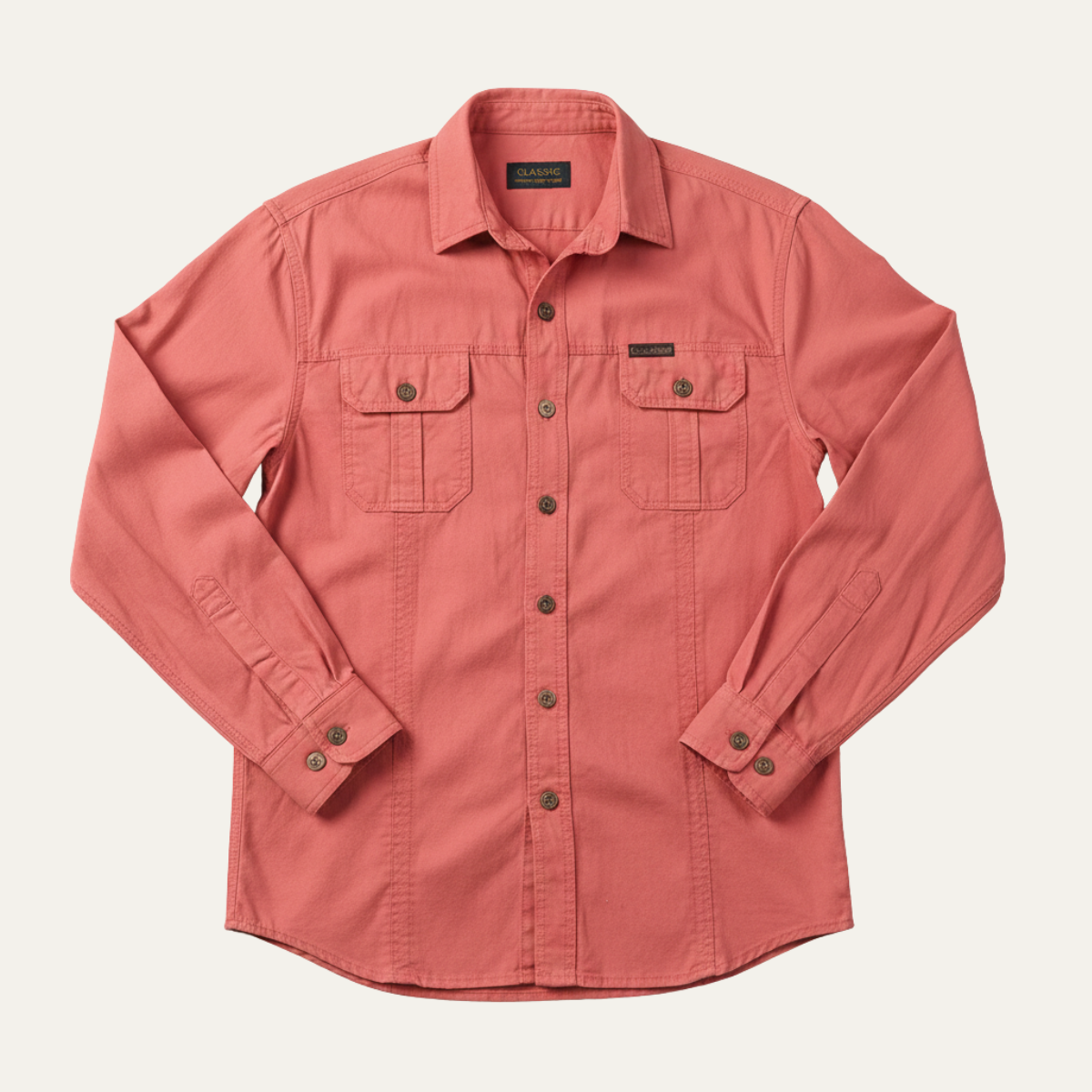 Men's Cotton Cargo Shirt Solid Color Multi Pocket