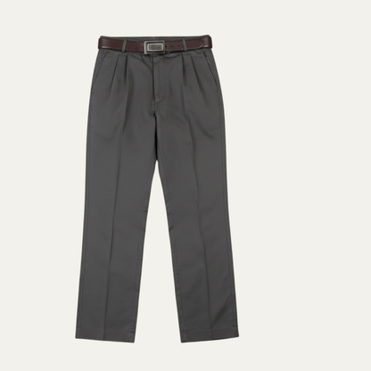 Men's Classic Straight Leg Pants Double Pleated Wool Black