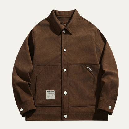 Men's Corduroy Jacket Casual Button Up Lapel Brown