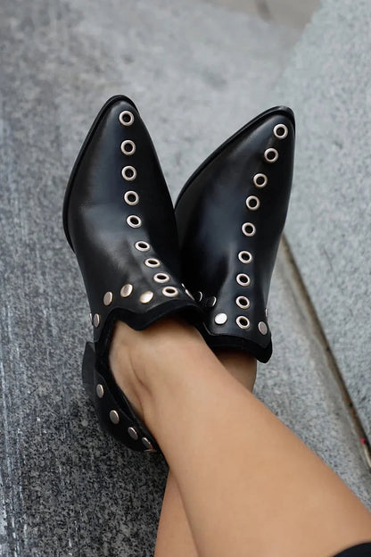 Women's Studded Ankle Boots Block Heel