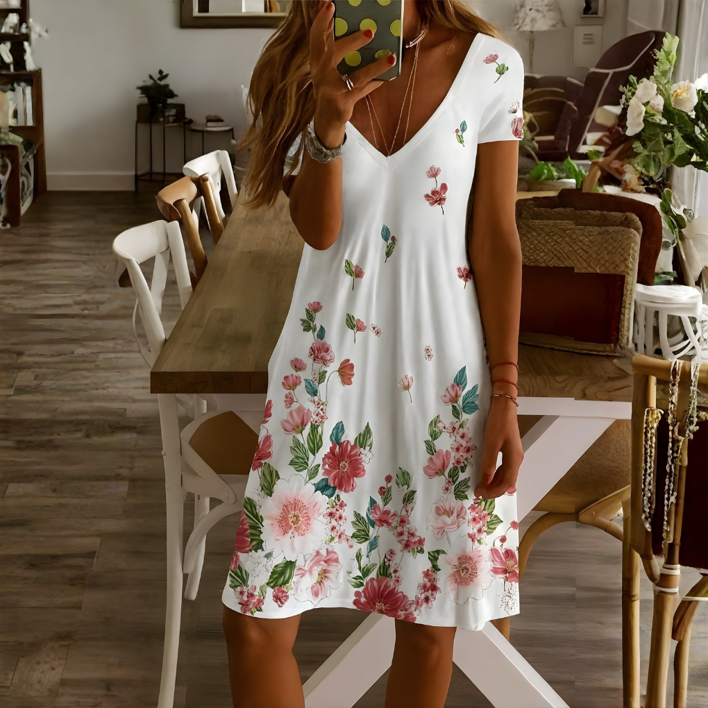 Women's V-Neck Short Sleeve Dress
