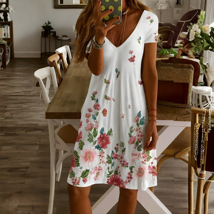 Women's V-Neck Short Sleeve Dress
