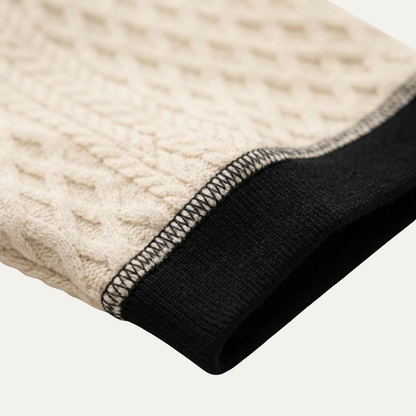 Men's Apricot Knitted Polo Shirt Ribbed Details