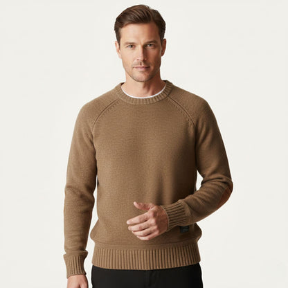 Men's Oversized Knit Sweater Elbow Patches