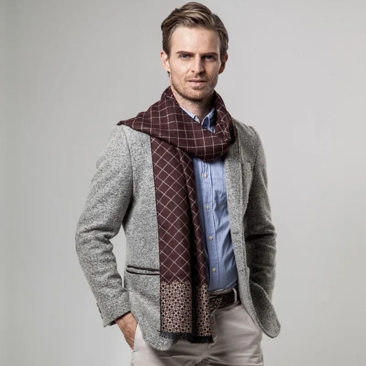 Men's Cashmere Merino Scarf Burgundy