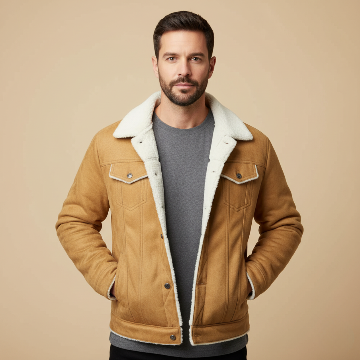 Men's Vintage Shearling Leather Jacket