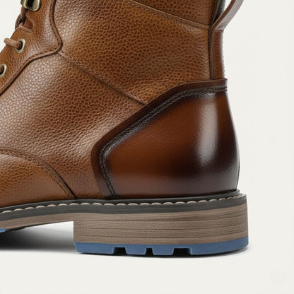 Men's Leather Hiking Boots Rugged Outdoor Brown