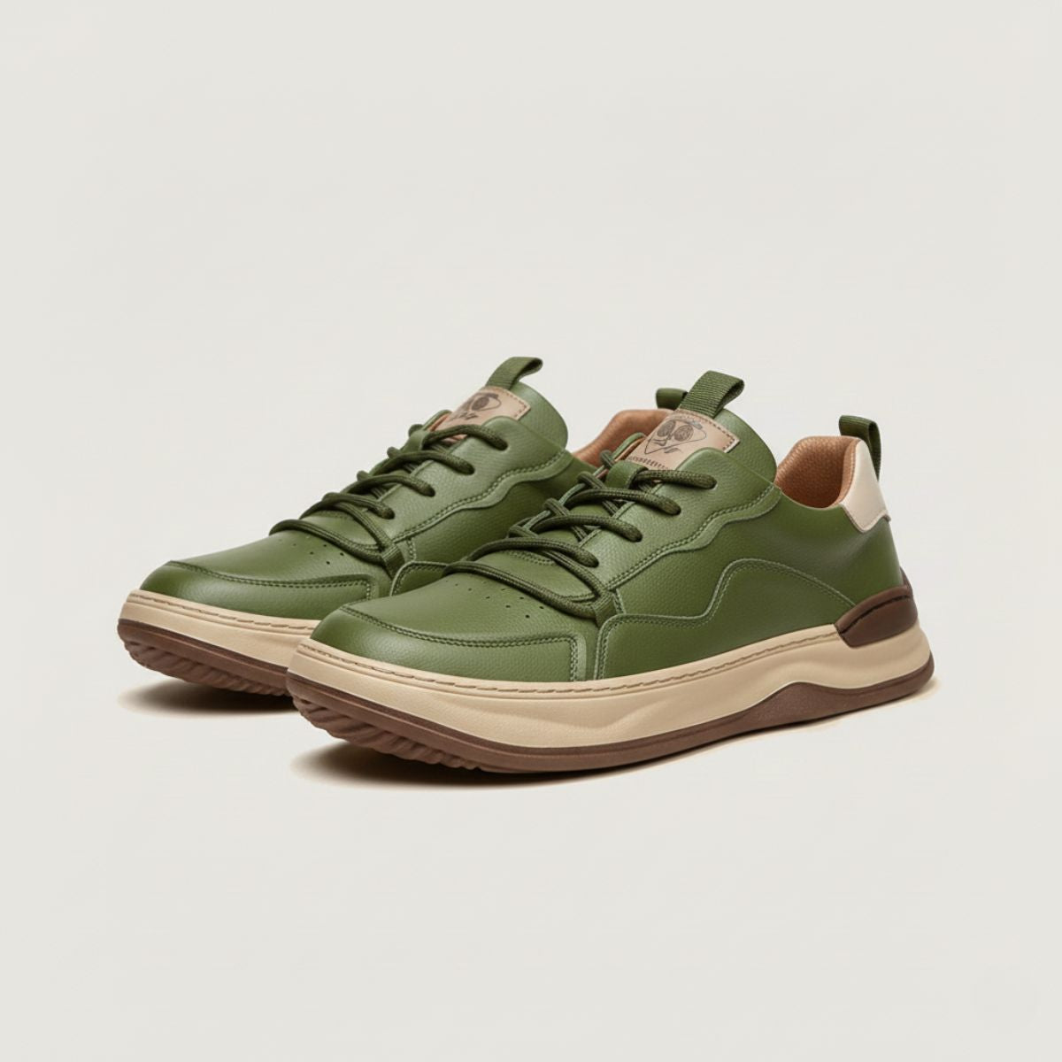 Men's Leather Sneakers Modern Casual Brown - VibreMode