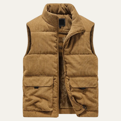 Mens Corduroy Quilted Gilet Lightweight - VibreMode