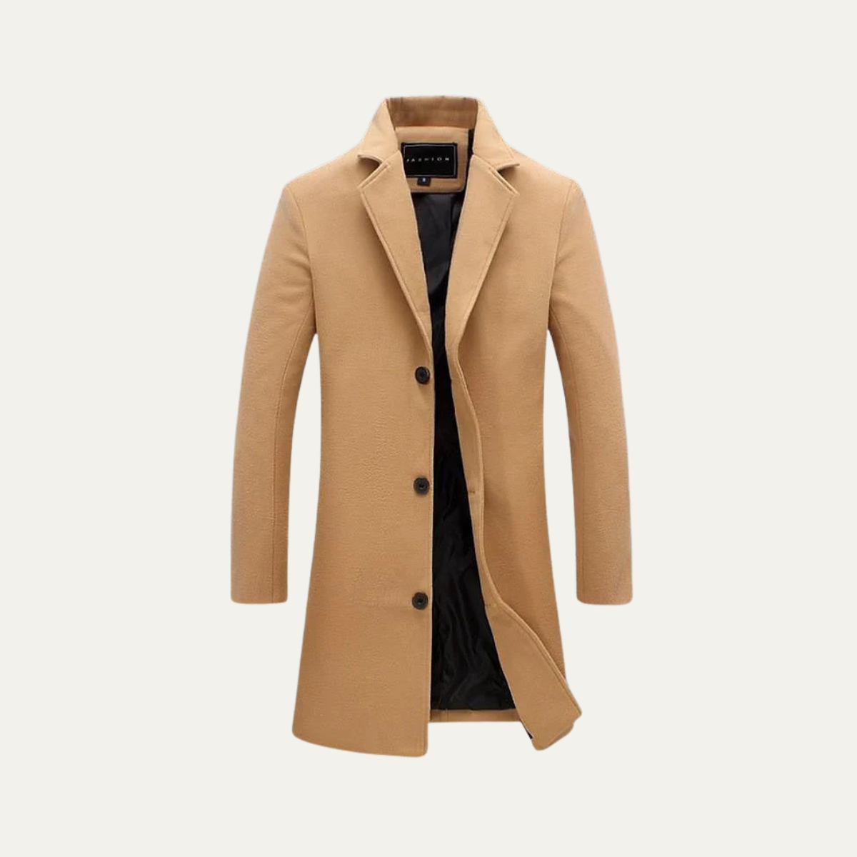 Men's Wool Single Breasted Camel Coat - VibreMode