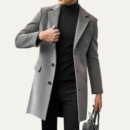 Pembroke Men's Wool Single Breasted Coat Black