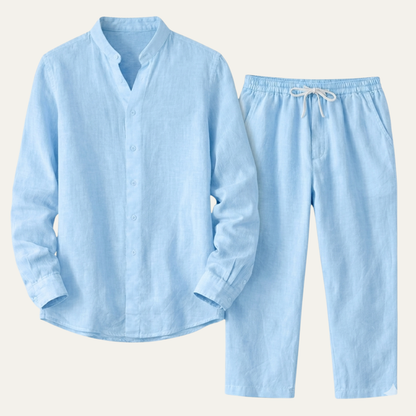 Men's Cotton Linen Shirt And Pants Set