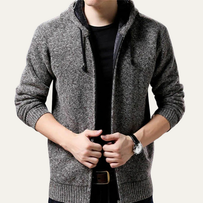 Men's Casual Knit Zip Hoodie Jacket