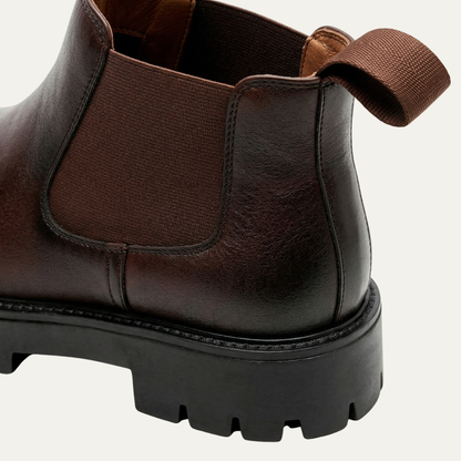 Men's Leather Chelsea Boots Platform Ankle Black
