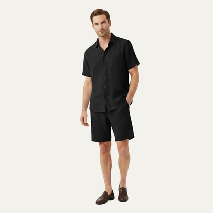 Men's Linen Shirt And Shorts Breathable Summer Set