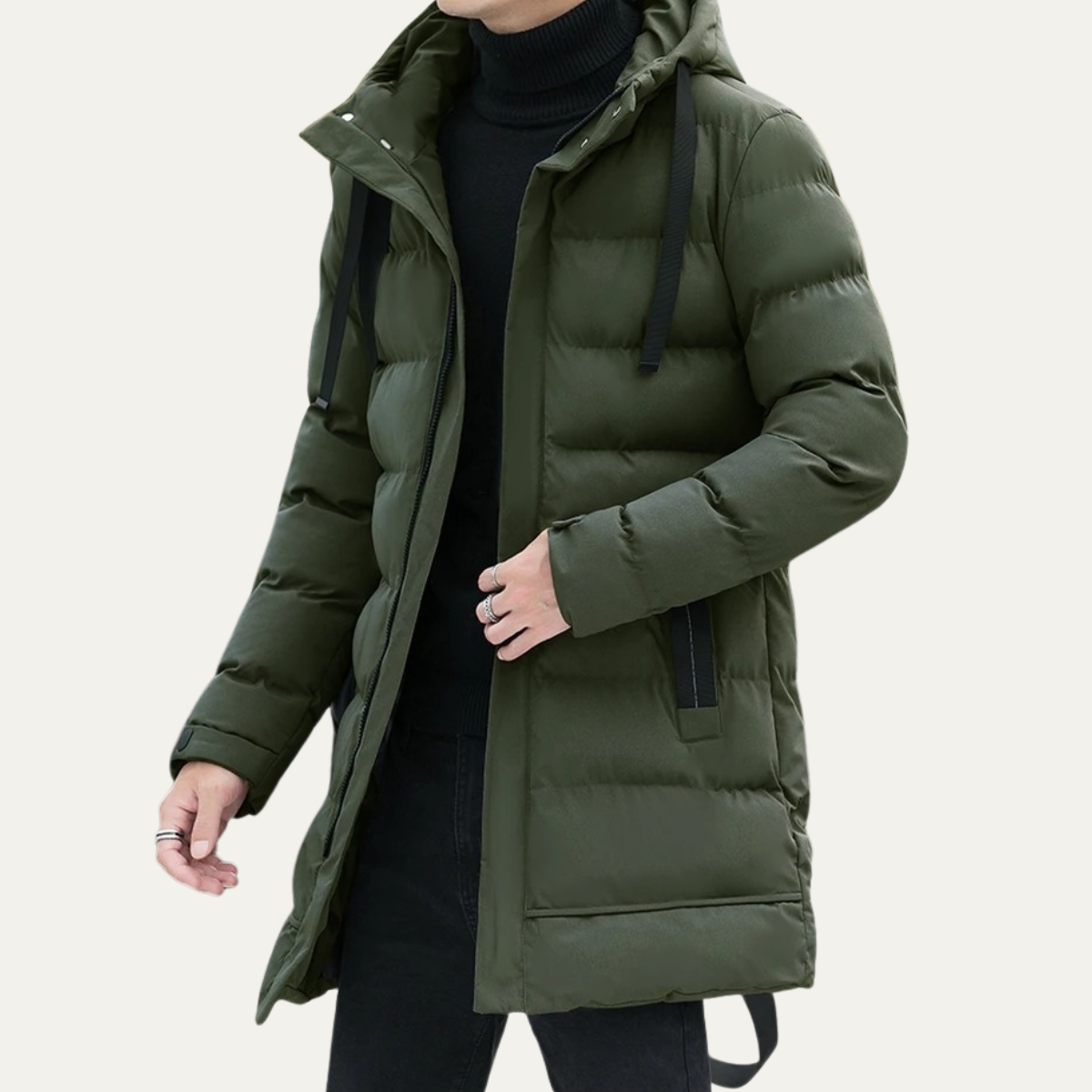 Men's Longline Puffer Coat Black