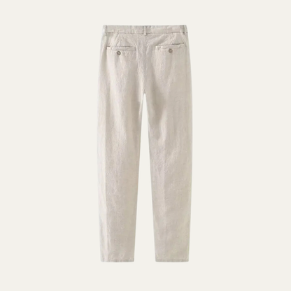 Alderfall Men's Linen Pants Loose Fit Casual Beige