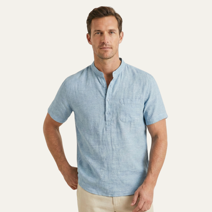 Men's Cotton Linen Henley Shirt Lightweight