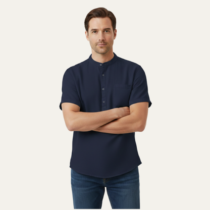 Men's Classic Linen Henley Shirt