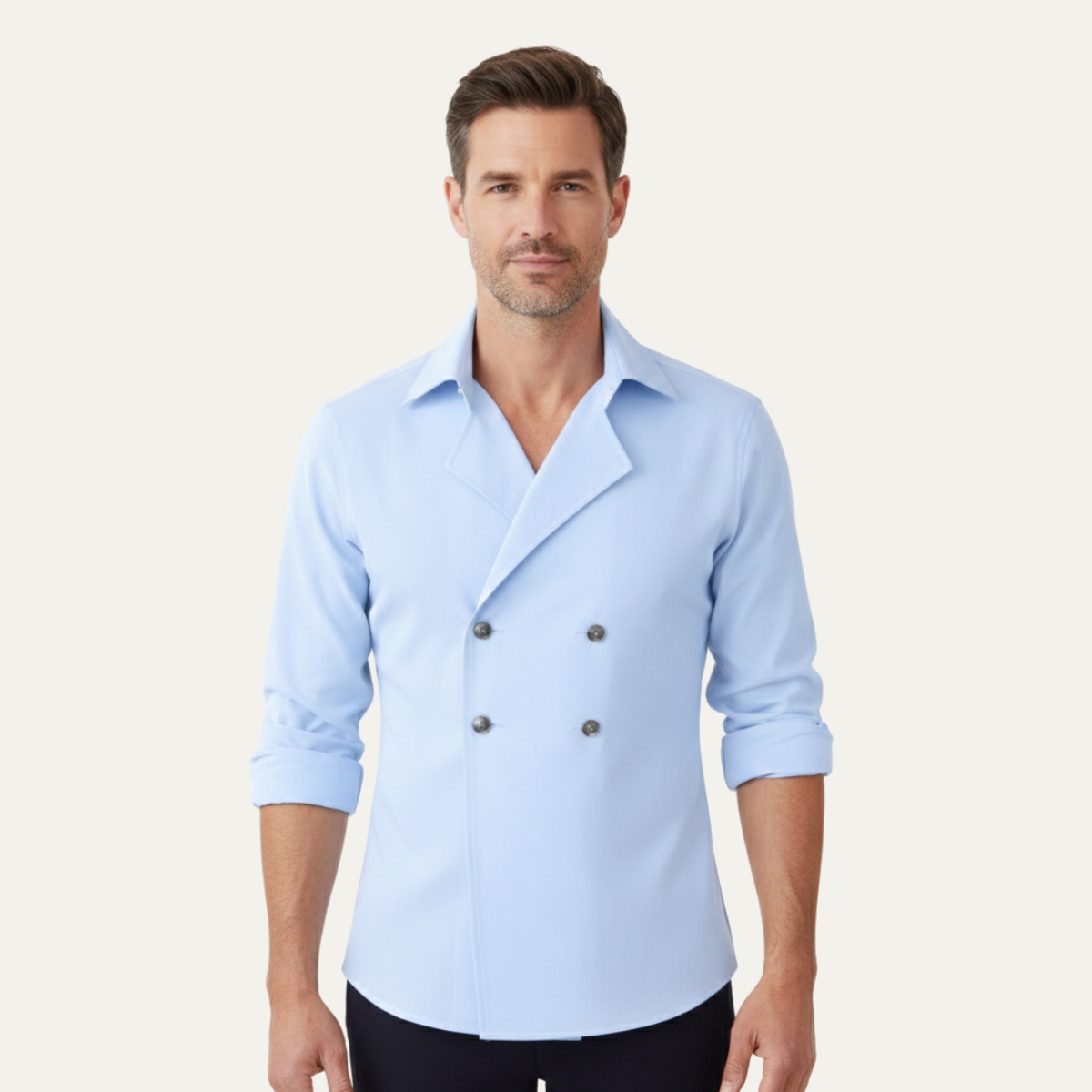 Montpellier Men's Slim Fit Double Breasted Dress Shirt