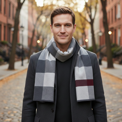 Men's Classic Plaid Scarf Wool Knit