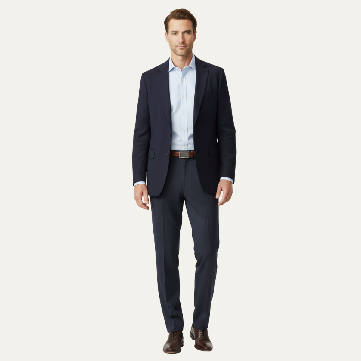Men's Double Pleated High Waist Straight Leg Pants