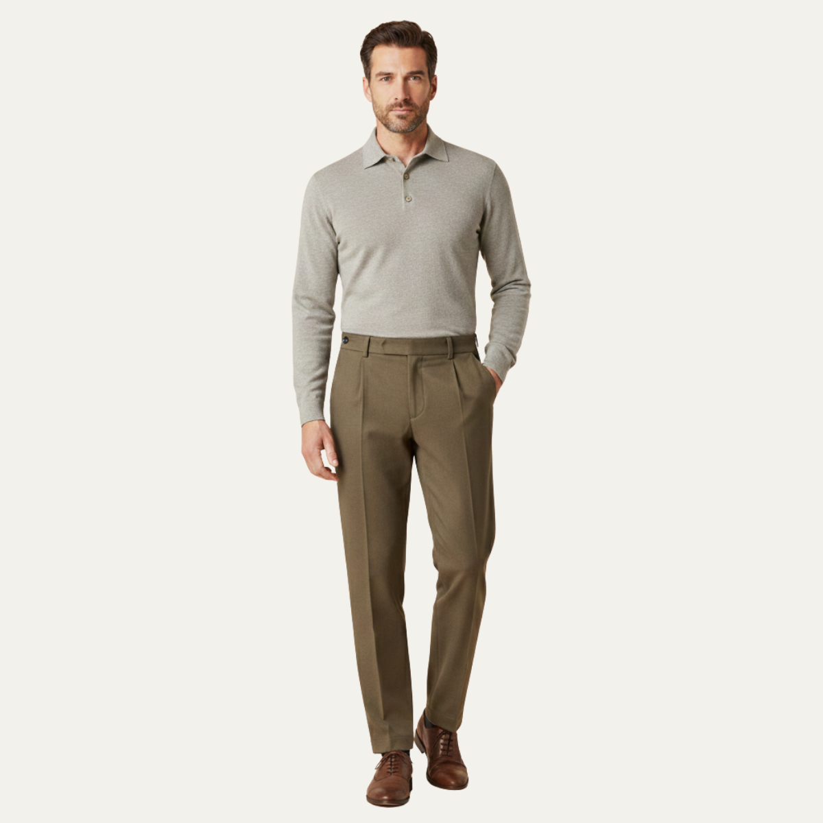 Men's Wool Business Pants Straight Leg