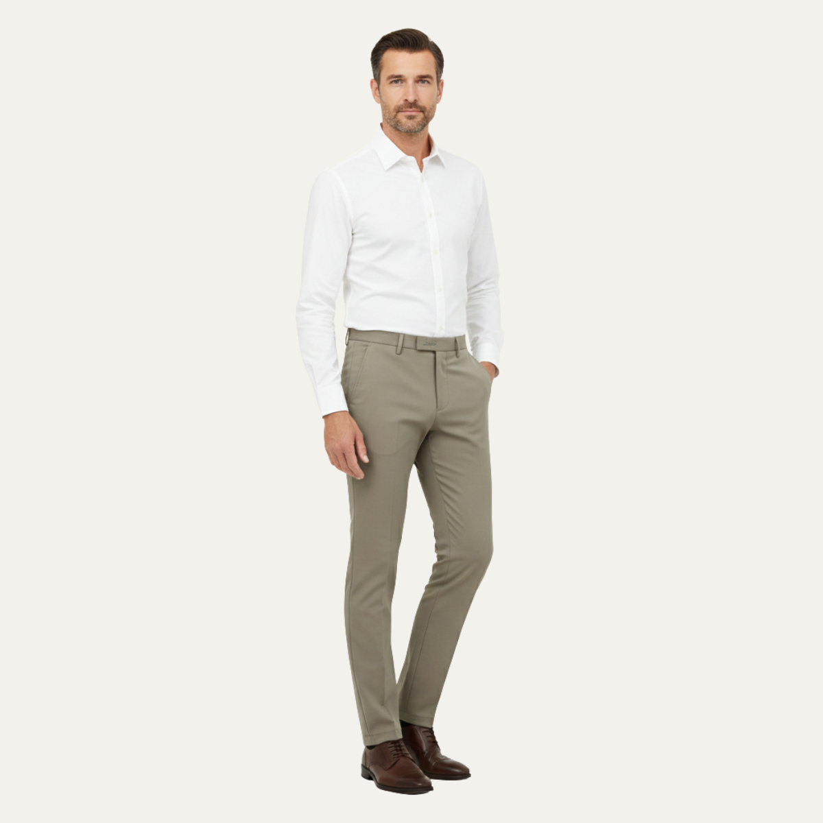 Men's Slim Fit Stretch Dress Pants Elegant Silver