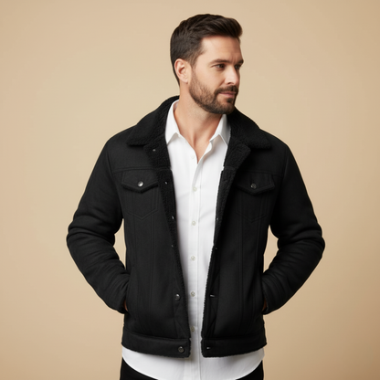 Men's Suede Leather Jacket Fleece Lined