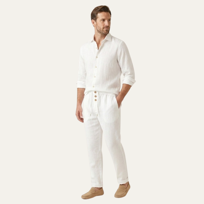 Men's Cotton Linen Straight Leg Pants Breathable