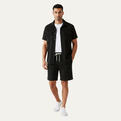 Men's Corduroy Summer Set Shirt And Shorts