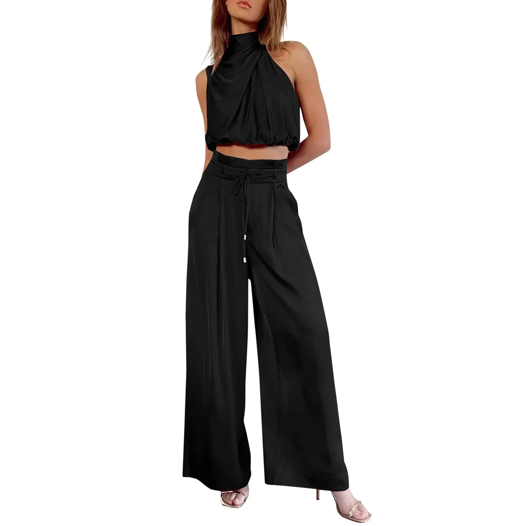 Women's 2-Piece Crop Wide Leg Pants Set - VibreMode
