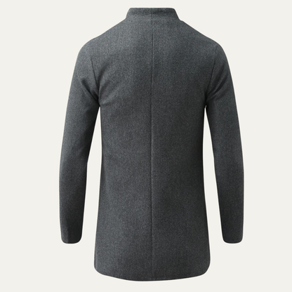 Men's Wool Blend Trench Coat Stand Collar Winter Jacket