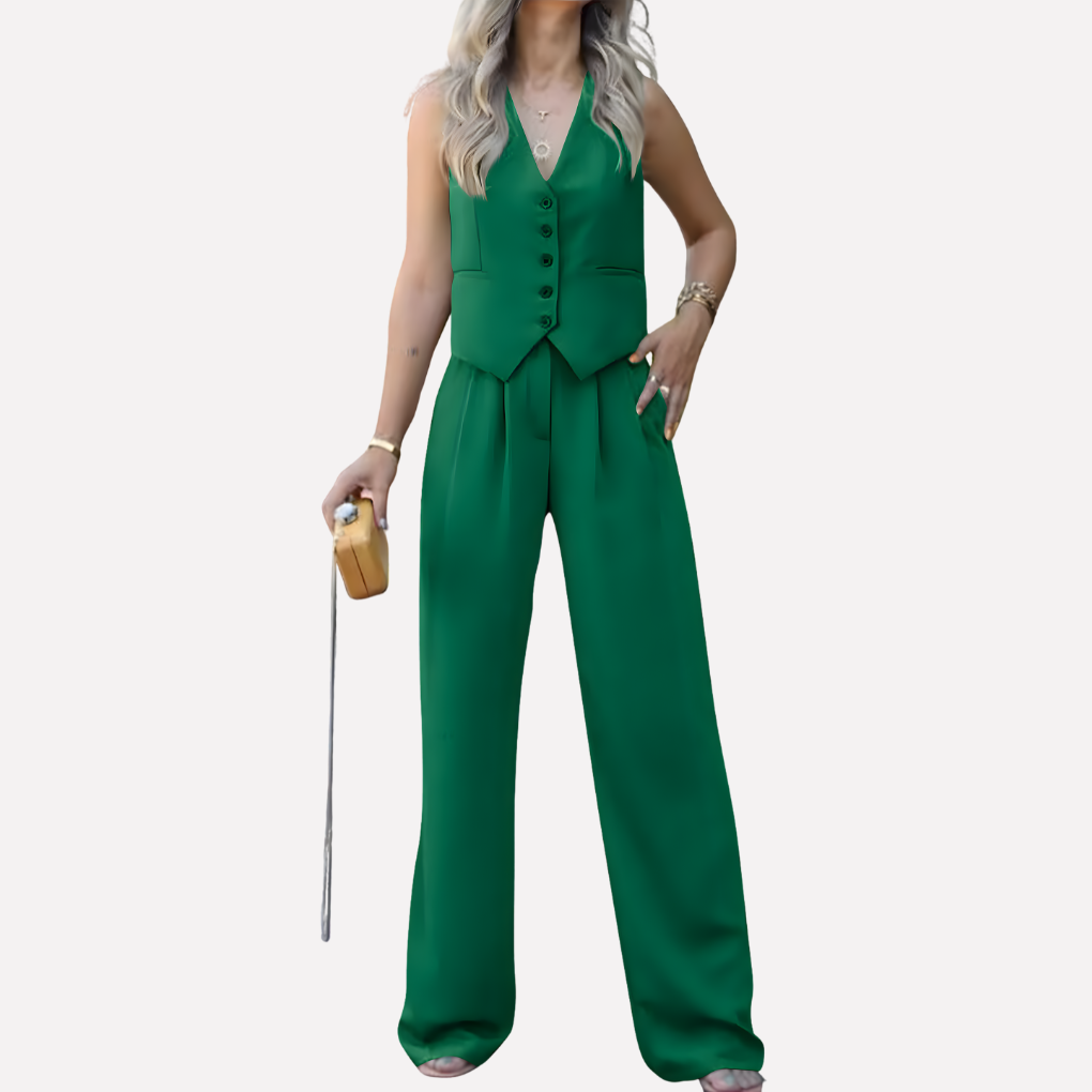 Women's Sleeveless Vest And Pants Set