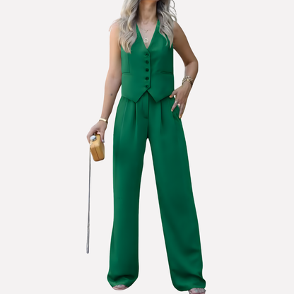 Women's Sleeveless Vest And Pants Set