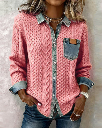 Women's Cable Knit Long Sleeve Blouse