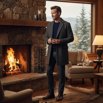 Men's Wool Blend Overcoat Smart Casual Winter