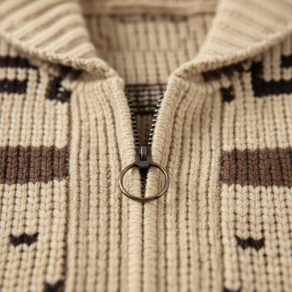 Men's Cashmere Cardigan Shawl Collar Button Up Beige
