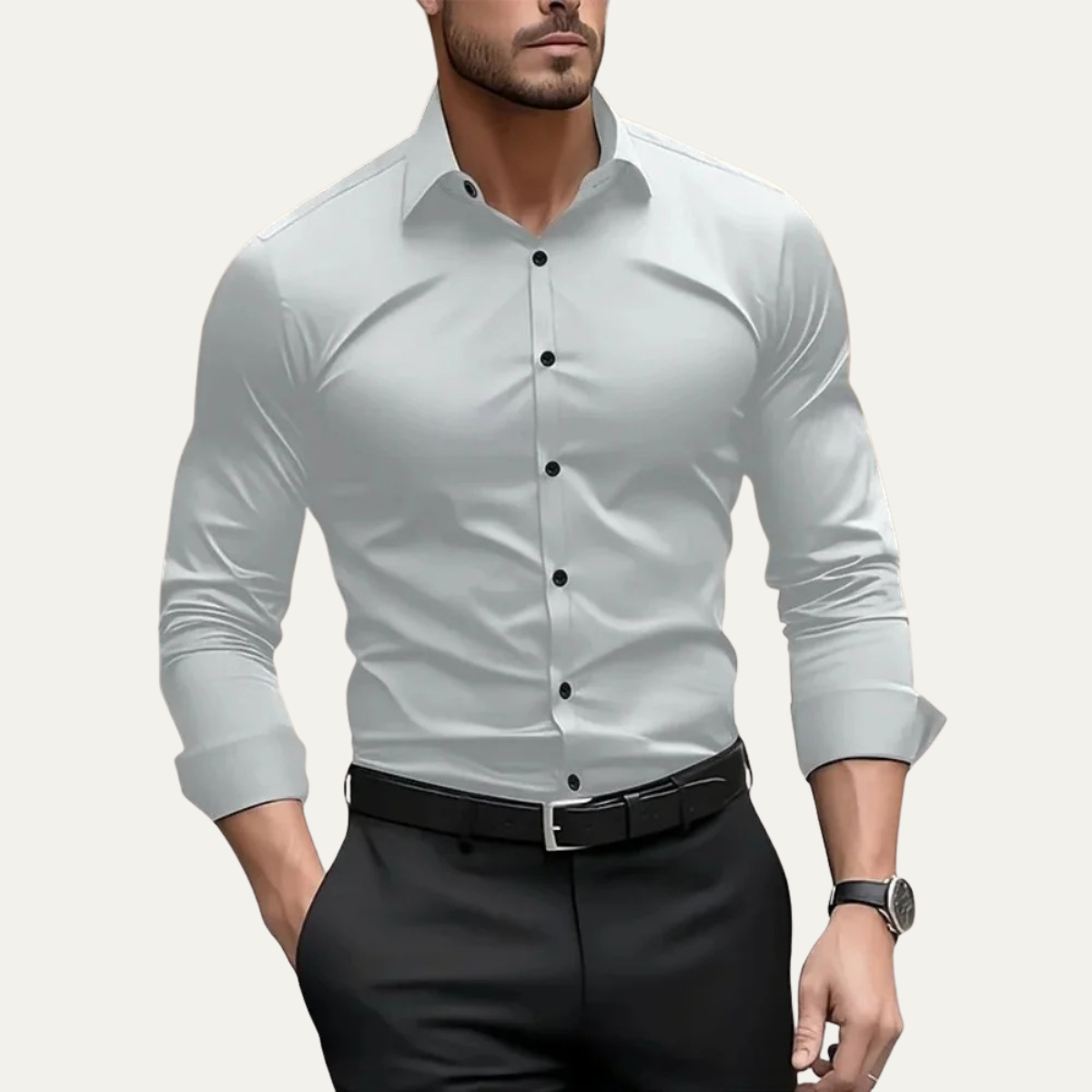 Men's Business Shirt Solid Color Cotton
