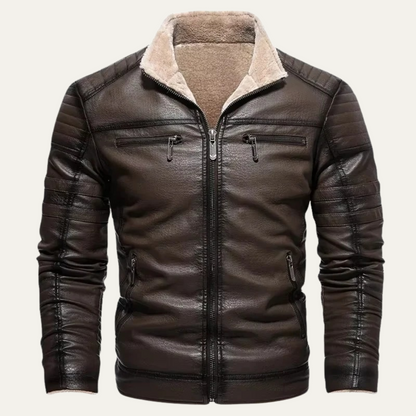 Men's Leather Jacket Shearling Lined Brown - VibreMode
