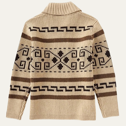 Men's Cashmere Cardigan Shawl Collar Button Up Beige