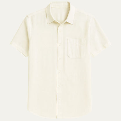 Men's Linen Short-Sleeve White Shirt