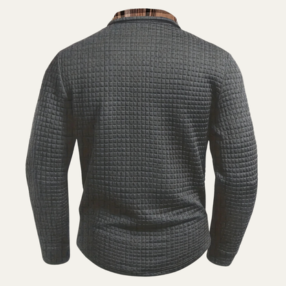 Men's Waffle Knit Polo Sweater