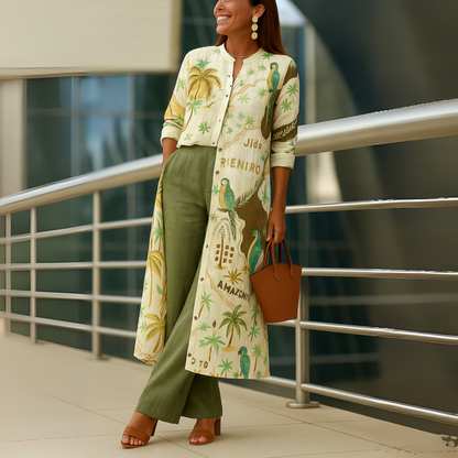 Women's Tunic And Wide Leg Pants Set