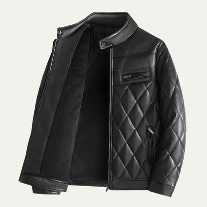 Men's Quilted Leather Biker Jacket