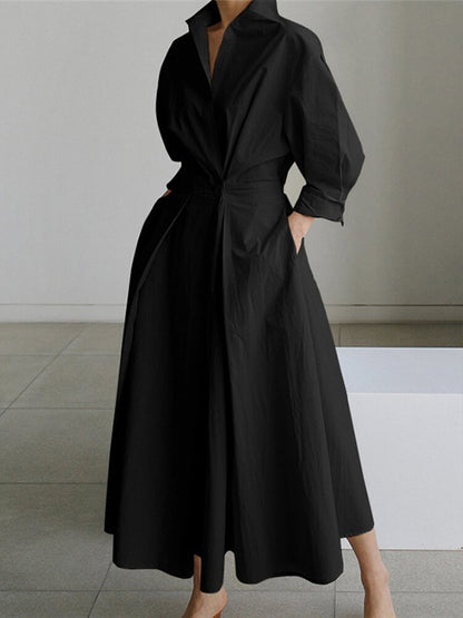 Ladies Chic Button Waist Midi Dress
