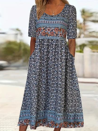 Women's Midi Boho Print Dress