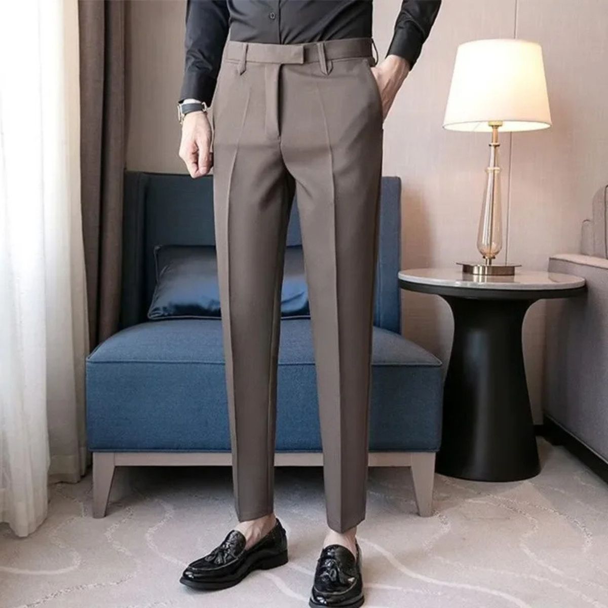 Men's Elegant Business Pants Silicone Coated Black