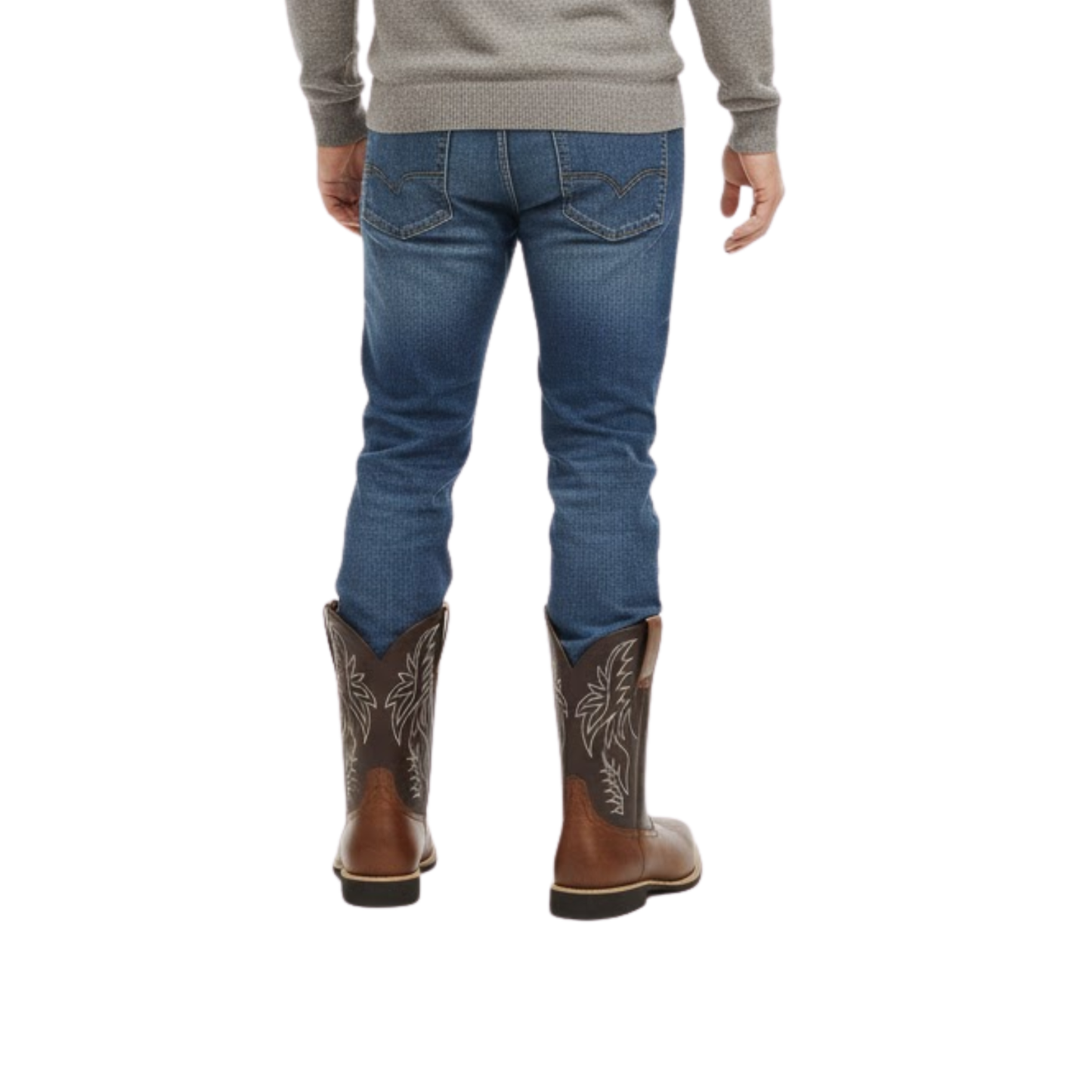 Rugged Mens Cowboy Boots with Embroidery Detail